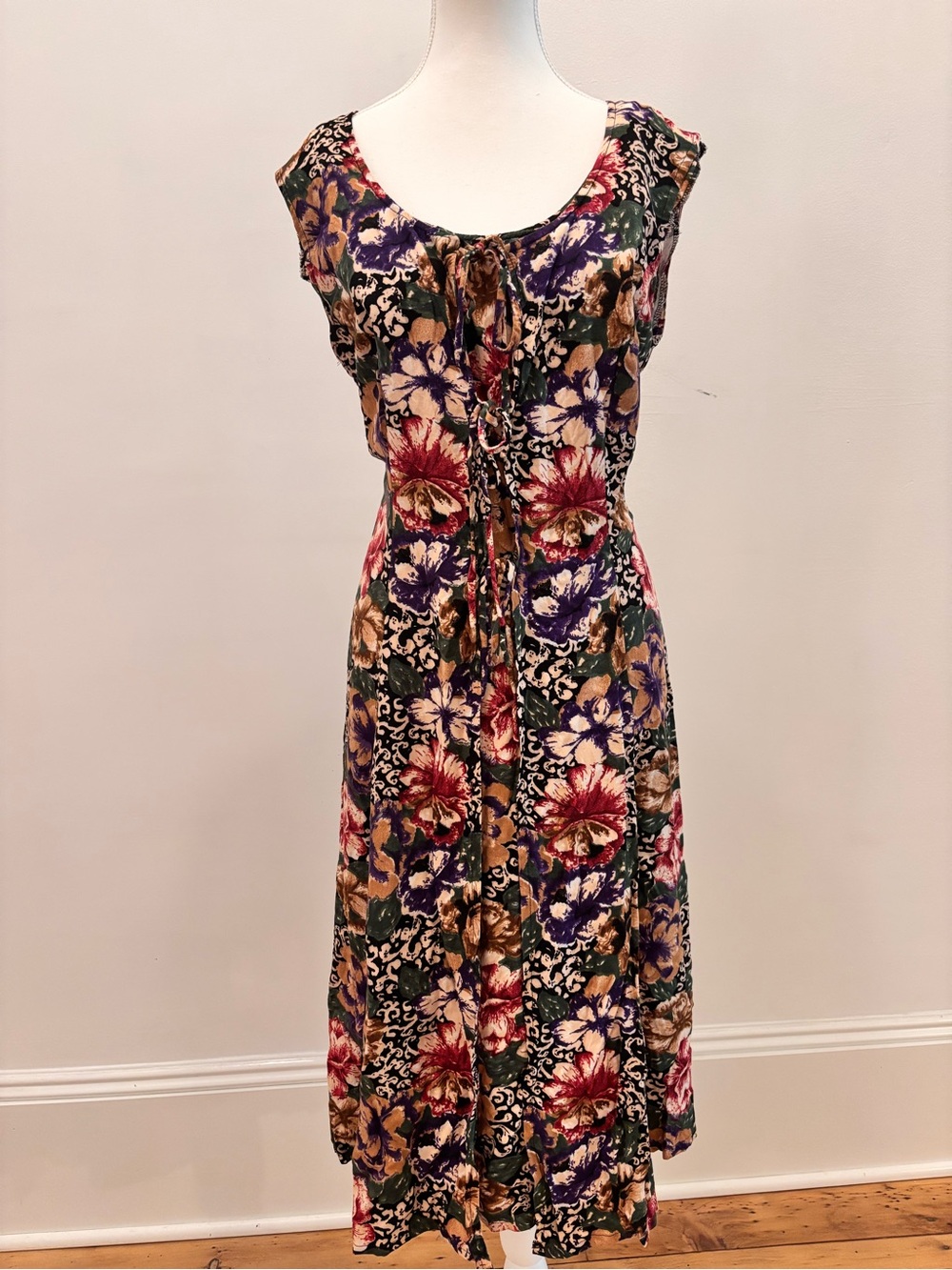 Floral Tie-Front Midi Dress